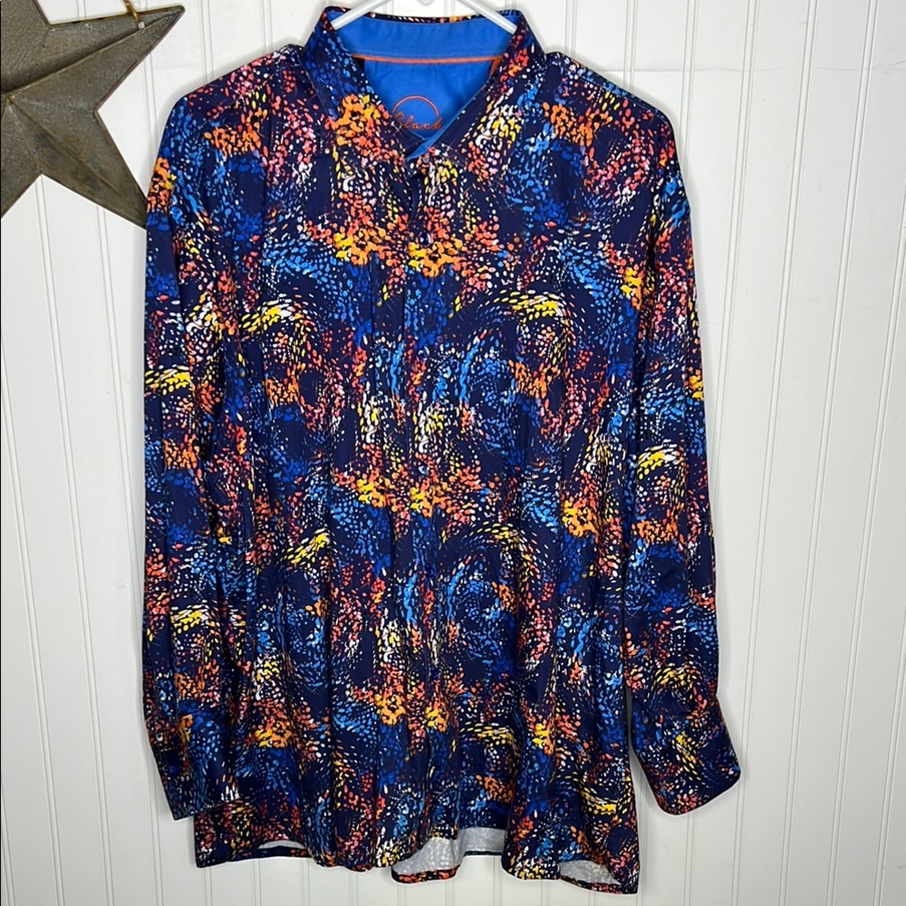 Westport Black Label Blue and Orange Long Sleeve Shirt Size 2XL